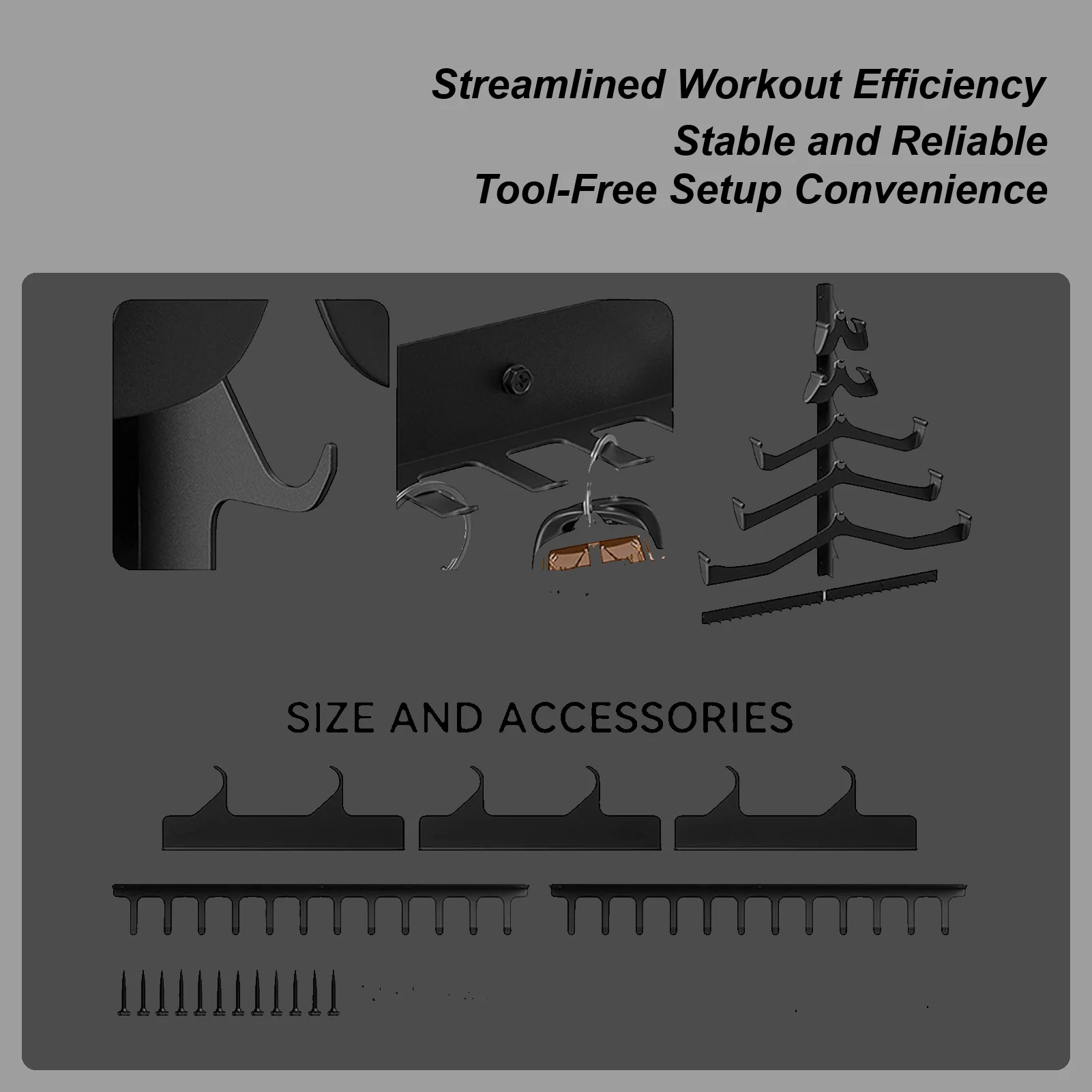 

Lat Pull Down Bar Rack 5-Piece Space-Saving Wall Holder Lat Pulldown Attachment Gym Organizer For Resistance Bands Jump Ropes