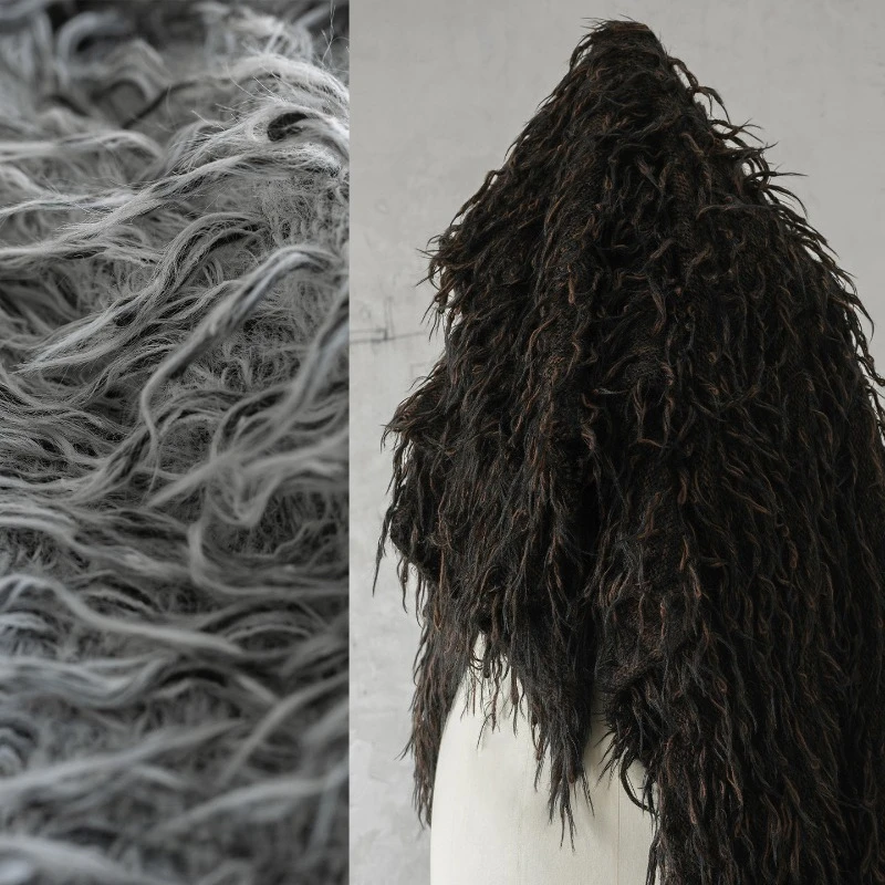 

Трикотажная ткань из норковой шерсти с бахромой для дизайнерских осенне-зимних свитеров, курток, шапок, шарфов, тканей для шитья своими руками