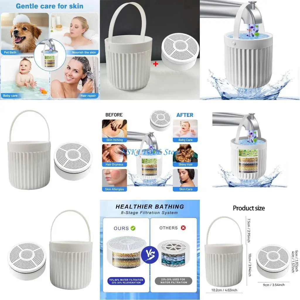 

L8RC Detachable Bath Water Purifiers Small ABS Shower Filter Cartridges Efficient Straining System for Tubs Showers