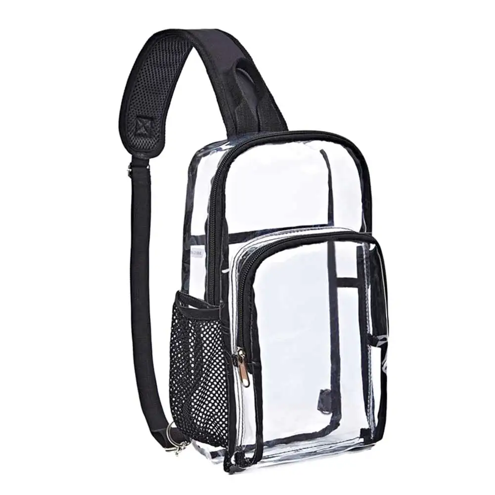 Transparent PVC Crossbody Bag Stadium Approved Female Sling Chest Pack Fashion Waterproof Portable Simple for Weekend Vacation