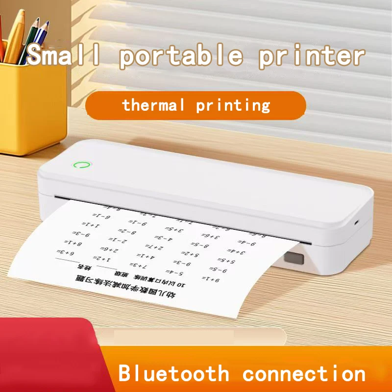 Portable A4/2/3/4inch Office Thermal Printer, Rechargeable High-battery Wireless Bluetooth Printer