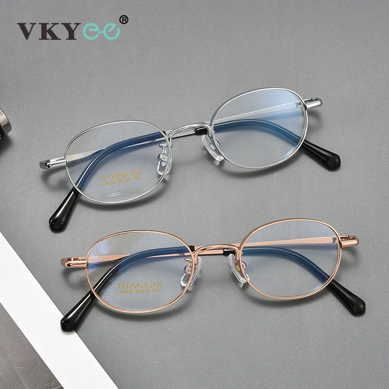 VKYEE Pure Titanium Small Frames Geometric Round Design Ladies Photochromic Anti-Blue Light Eyewear Customizable Prescription