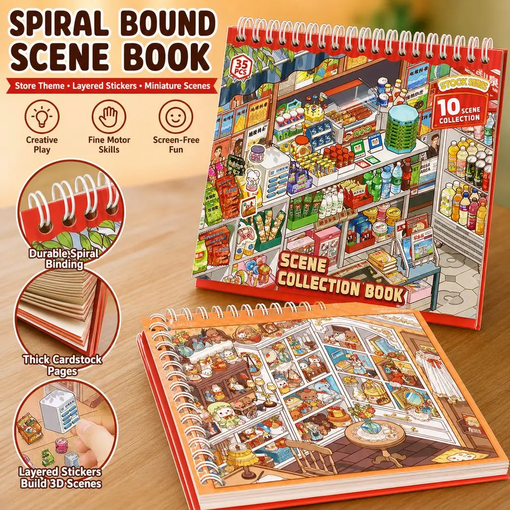 spiral-bound-miniature-scene-book-layered-scene-store-theme-3d-scenery-stickers-colorful-illustrations-landscape-sticker
