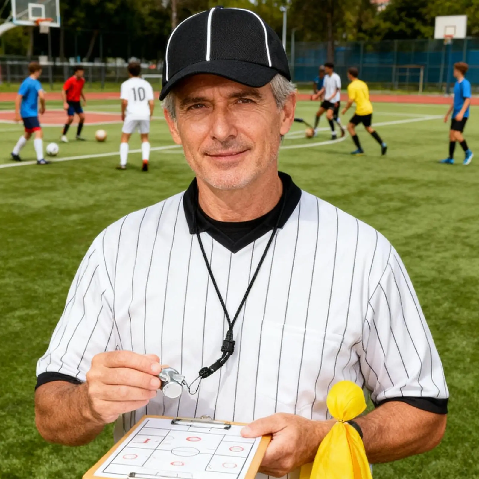 اكسسوارات الحكم للنساء مجموعة متعددة الوظائف مع قبعة العلم و صافرة الحكم صافرة وقبعات للرجال النساء الشباب المراهقين