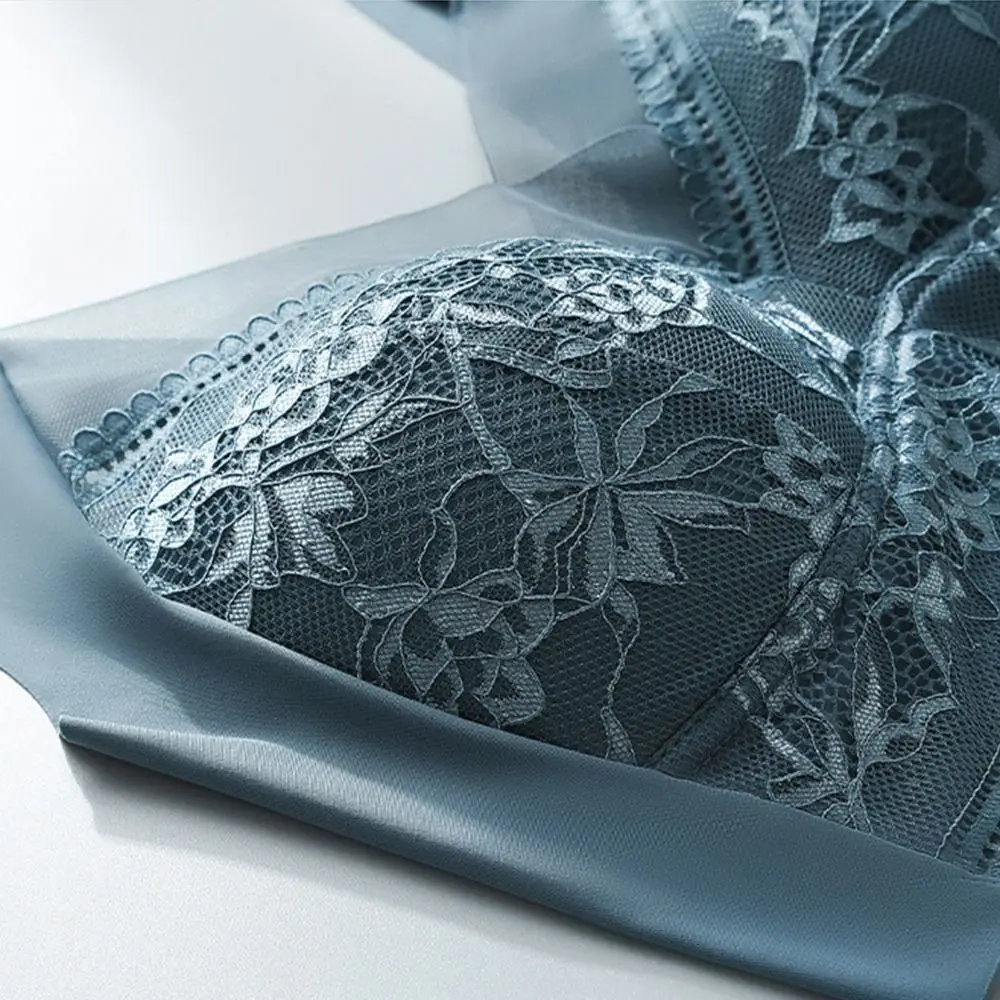 Sem botões plus size renda roupa interior feminina L-5XL renda impressa floral impresso roupa interior ampliar banda confortável sutiã de verão senhoras