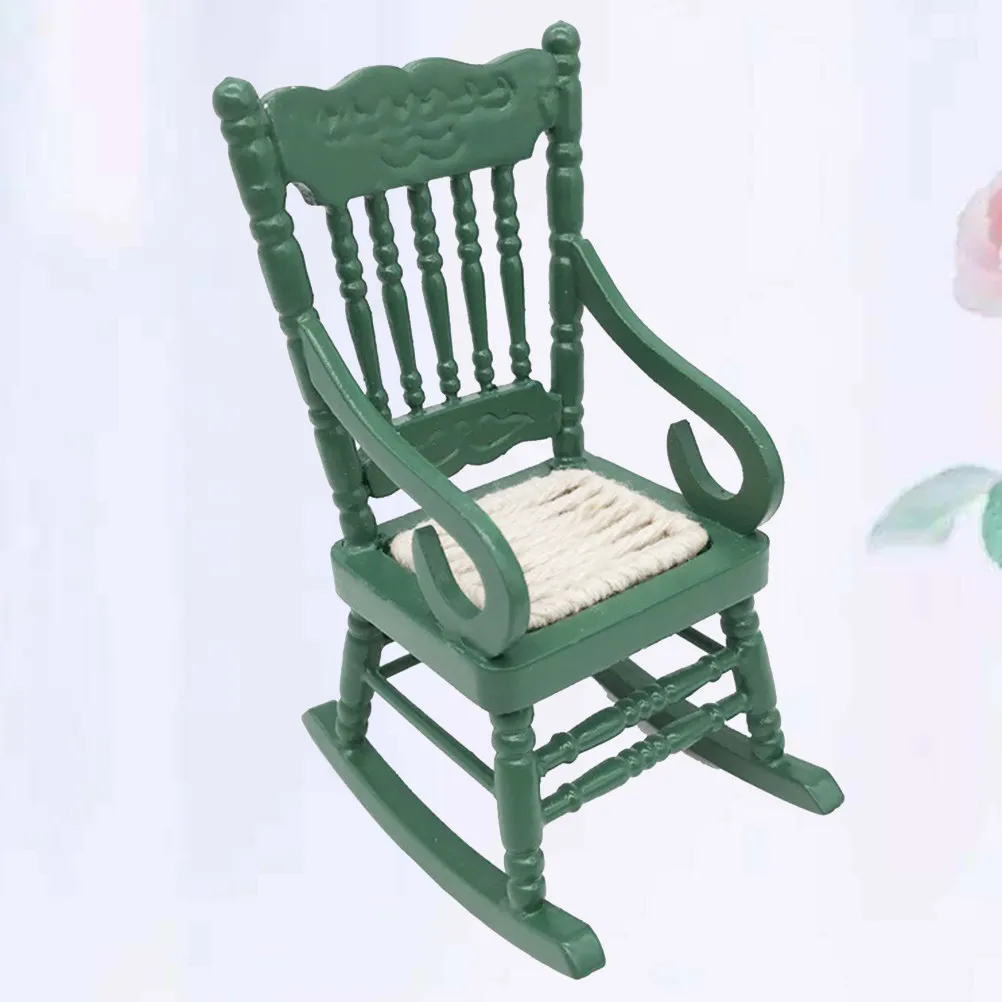 

1Pcs Wooden Mini Rocking Chair Premium Natural Wood Crafted Detailed Lifelike Design for Miniature House Scene Desktop Decor