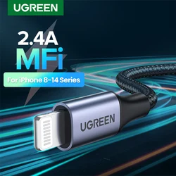 UGREEN MFi USB Cable for iPhone 14 13 12 Pro Max 2.4A Fast Charging Lightning Cable for iPad Mini Phone Data Cable