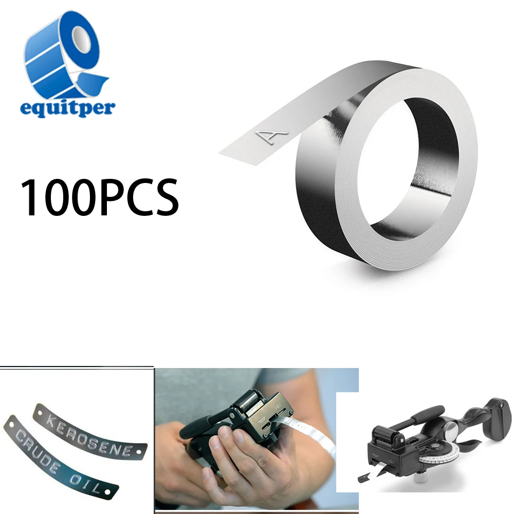 

EQUITPER 12mm 100 Rolls Metal Ribbon For DYMO 35800 No-Sticky Embossing TapeTape with Stickness For Dymo M1011 Metal Printer