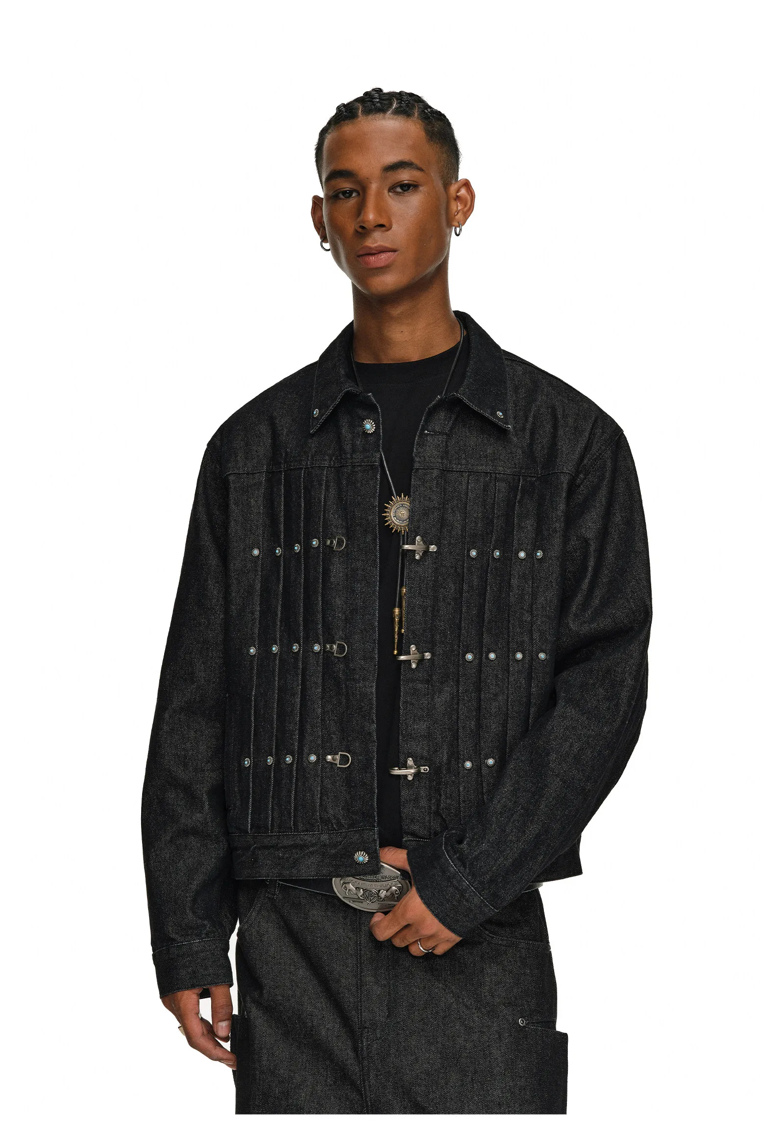 Airplane Buckle Denim Short Jacket Men Streetwear Fashion Hip Hop Button Jeans Jacket Unisex Spring Autumn Cowboy Coat