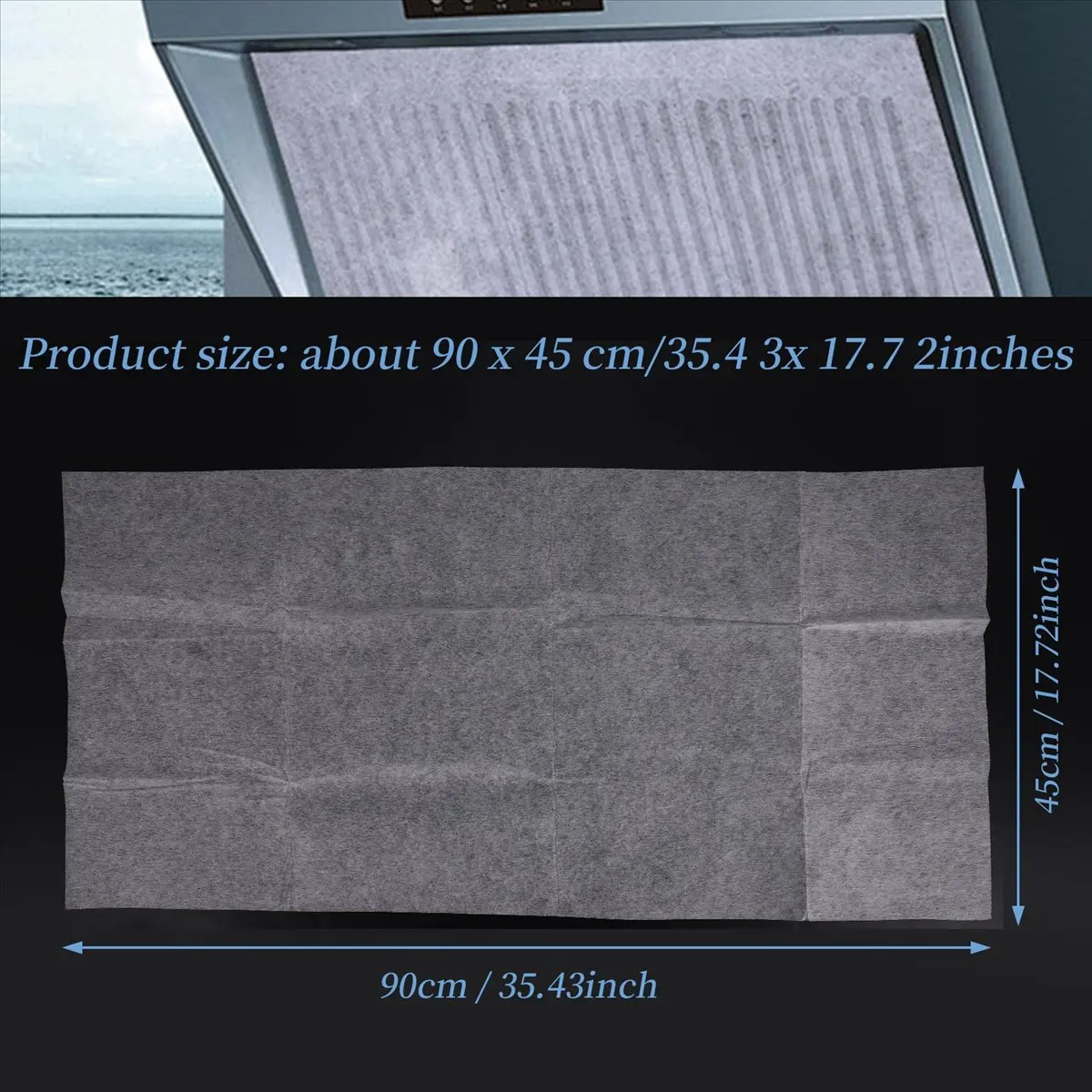 （Trendy）702U2PCS Range Hood Grease Filter Oil-Proof Filter Oil-Proof Sticker Oil-Absorbing Paper Range Hood Kitchen Appliance