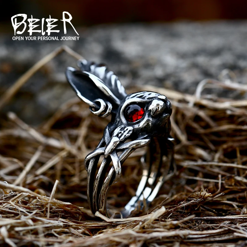 Beier 2022 New Arrvial Cute Rabbit Vintage Retro Frog Rings For Girls Men Punk Hip Hop  Animal Ring Men's Jewelry Cute Gift