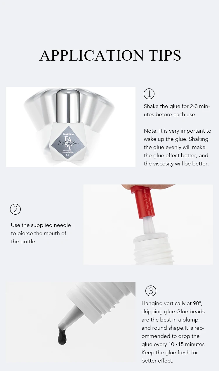Gollee 0.5-1s Dry Lash Glue Matte Lash Adhesive Primer Eyelash Extensions Long Lasting 6-8 Weeks Primer Glue Oil Proof Supplies
