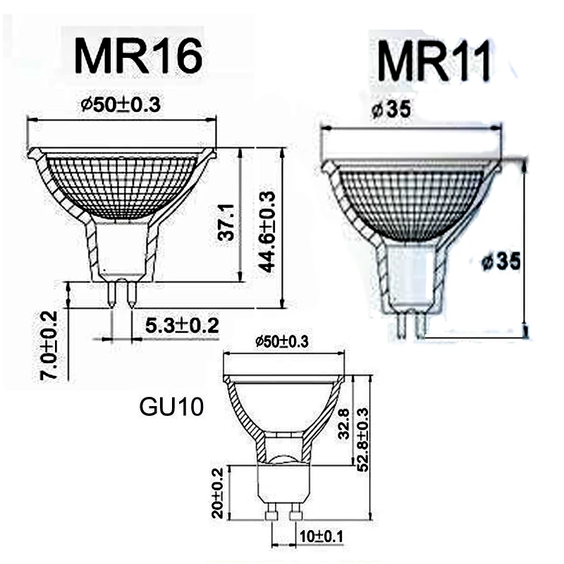 Ampoule LED à haute luminosité, budgétaire MR11 MR16 GU5.3 GU10 AC 220V AC/DC 12V