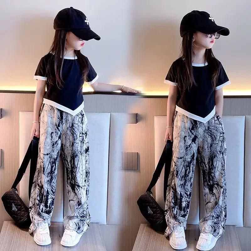 

2025 Girl Clothes New Children's Clothing Child Girls Summer Outdoor Girly 12 14 Years Old 10 Fashion Outfit Elementary Kids Set