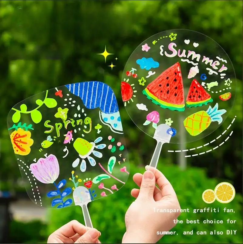 

Plastic graffiti fan transparent diy drawing fan