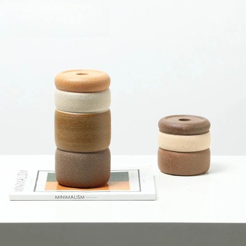 Minimalist color matching sandwich round ceramic candle holder model room living room TV cabinet dining side cabinet fun
