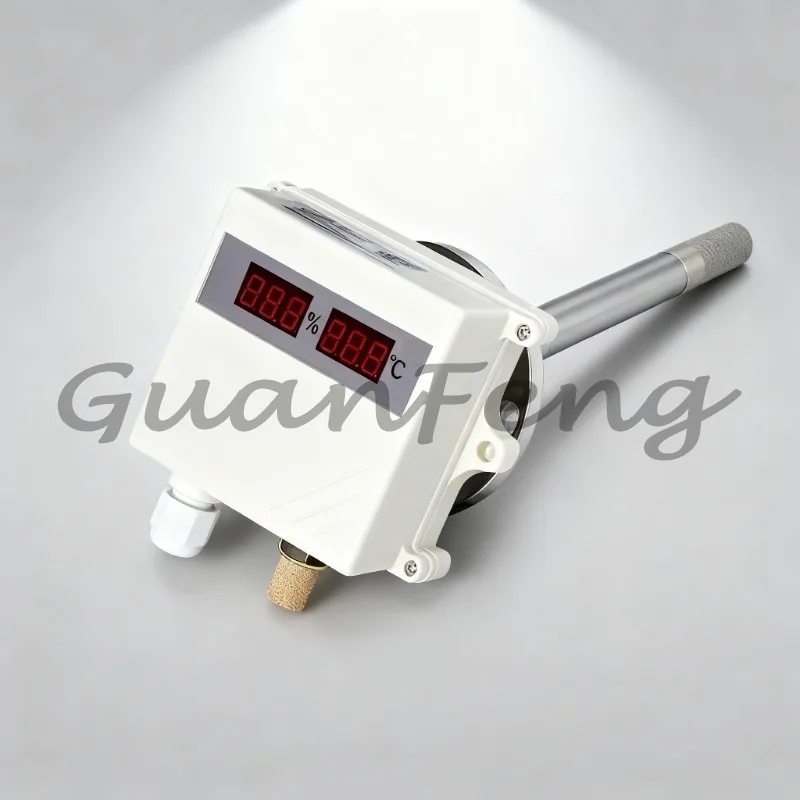 Waterproof Pipe‑Type Duct Temperature Humidity Sensor Instrument, High‑Temp Industrial Measuring Transmitter