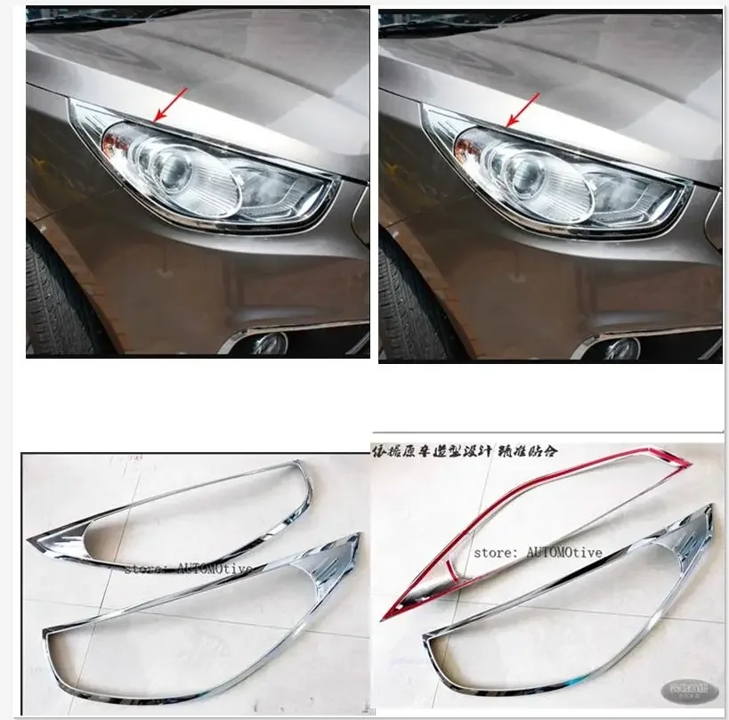 2009-2012 for Hyundai  IX35 ix35 Chrome Front Headlight Cover Trims 2PCS