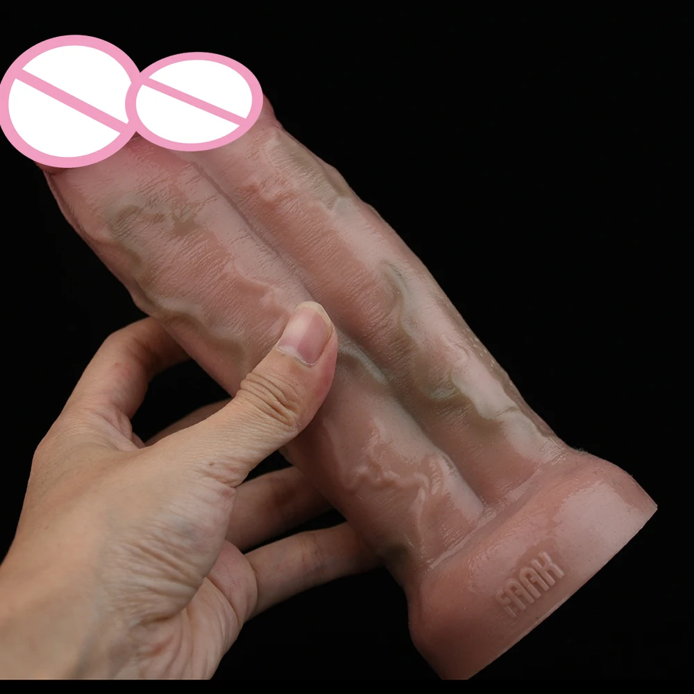 FAAK Silicone Realistic Double Dildo Seemless Skin Touch Lifelike Penis With Suction Cup Sex Toys For Women Female Masturbator image 2