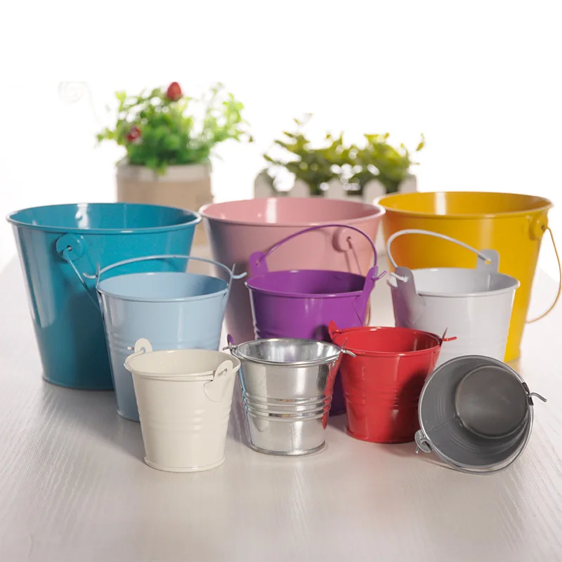 Creative Household Metal Bucket Wedding Decoration Candy Box Flower Pot Table Decor Birthday Party Decoration Graden Supplies