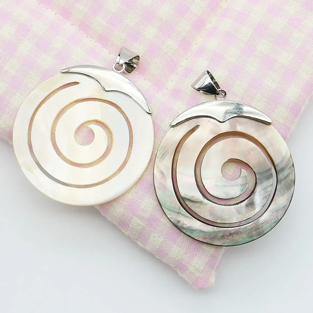Spiral Symbol Shell Pendant Minimalist Ethnic Style Leather Cord Pendant Handmade DIY Charming Necklaces Jewelry Accessory