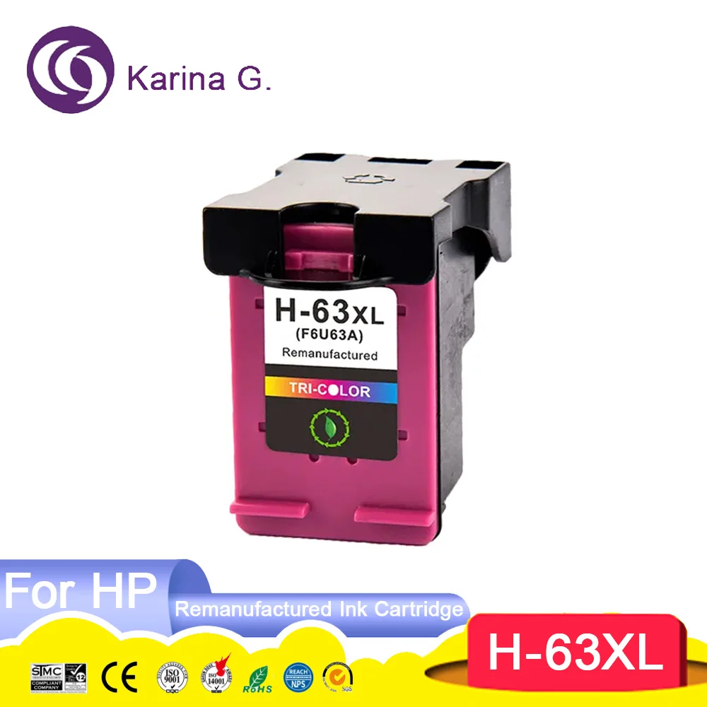 خرطوشة حبر سوداء ملونة معاد تصنيعها 63 XL 63XL لـ HP63 لـ HP63xl لطابعة HP Deskjet 2131 2130 3630 4520 1111 1110