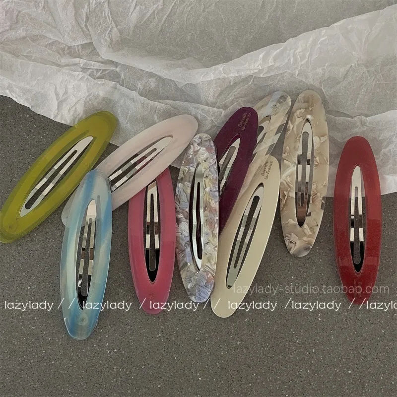 Oval Hair Clip Dopamine Girl Side Clip Colorful BB Clip Water Droplet Break Hair Clip Bangs Clip Han Hair accessories headwear