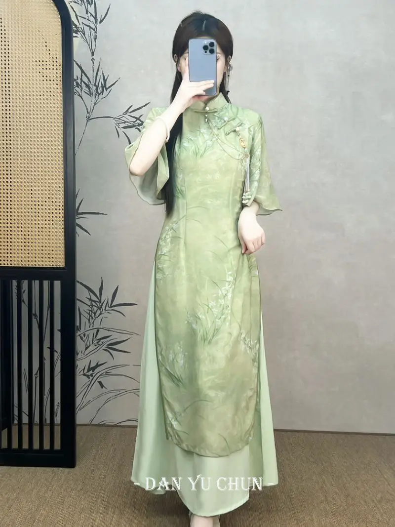 

Ao Dai Qipao 2025, New Chinese Summer Dress, Young Retro Cheongsam New Chinese Style Fashion Comfortable Qipao