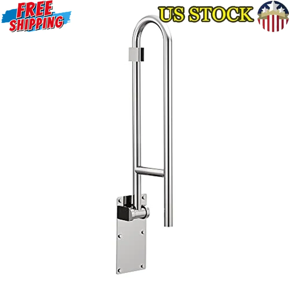 30-Inch Stainless Steel Flip-Up Bathroom Grab Bar Handicapped or Seniors Easy Install ADA Compliant R8960FD with Textured Grip