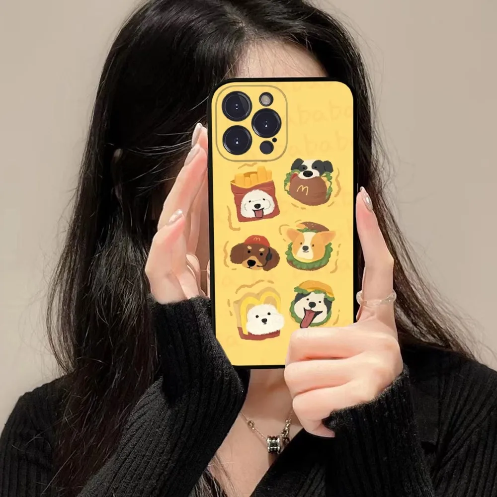 Hamburger Cute Animal Phone Case For iPhone 15 14 11 12 13 Mini Pro XS Max Cover 6 7 8 Plus X XR SE 2020 Funda Shell