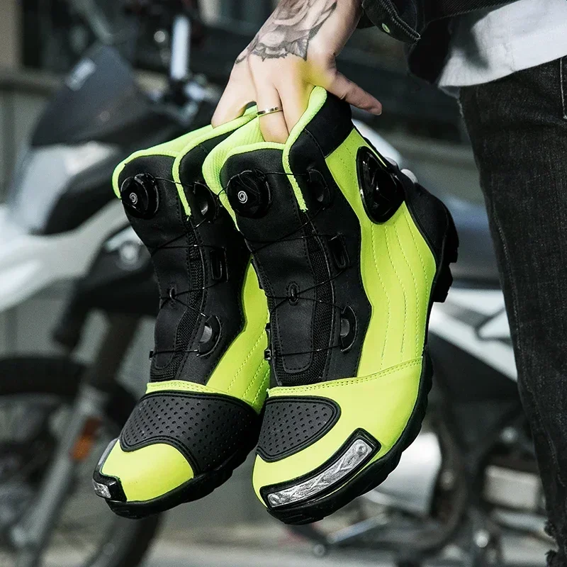 2024 New Motorcycle Boots Men Women Riding Mid-Calf Ankle Protective Shoes Moto Motorbike Equipment Racing Long Boot