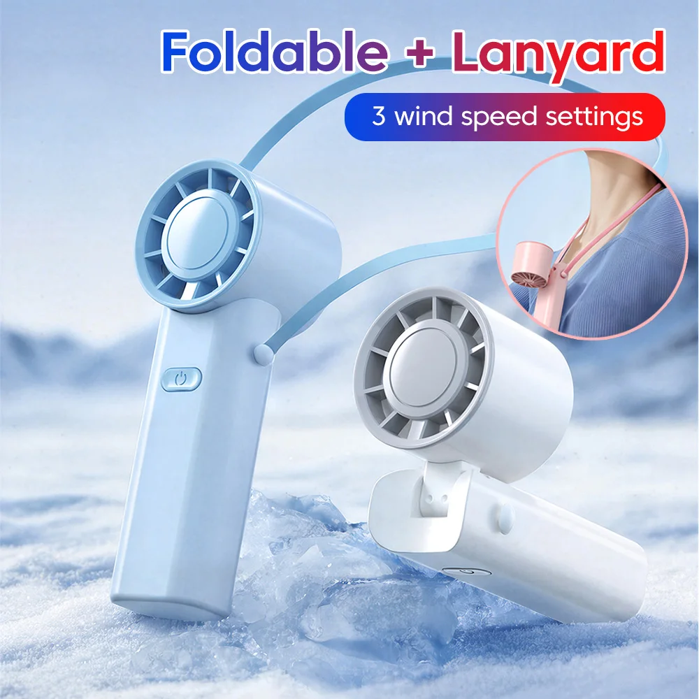 Mini Fan Foldable/Neck hanging/Handheld Fan 3-speed Adjust Portable For Home Outdoor Office Student Rechargeable Electric Fans