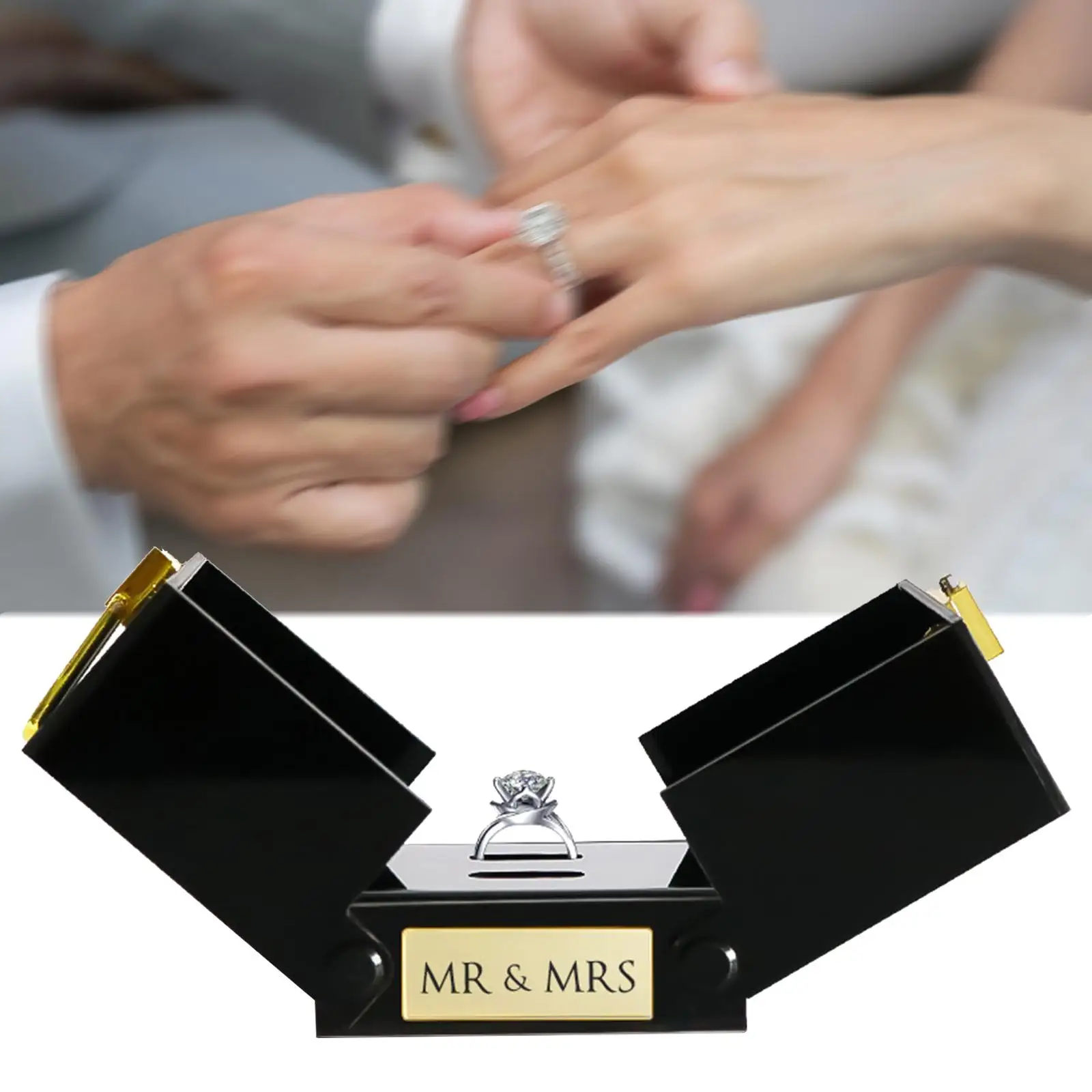 Wedding Ring Box with Lock Elegant Marriage Ring Storage Container Wedding Ring Gift Box for Wedding Girlfriend Anniversary