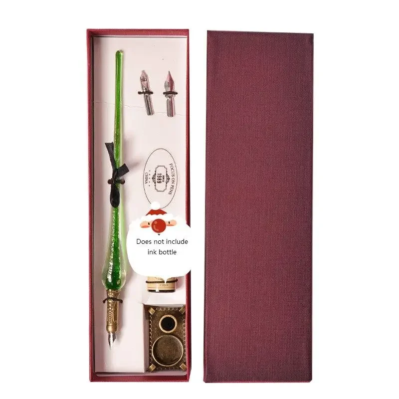 

European Vintage Handmade Glass Pen Ink Crystal Signature Pen Flash Powder Dip Water Pen Gift