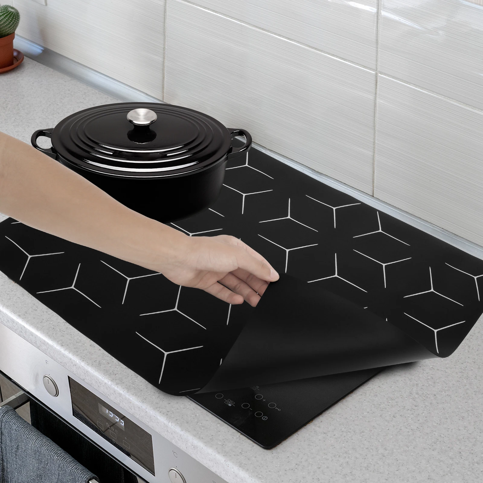 

Induction Hob Protector Mat Heat Resistant Induction Cooktop Mat Nonslip Induction Cooker Cover Cooktop Scratch Protector