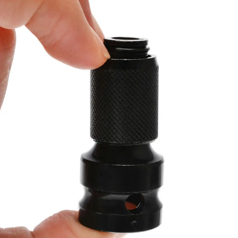 Socket Adapter for Wrench Conversion 2 Square to 4 Hex with Telescopic Spring Cover for Quick Loading Drill Bits