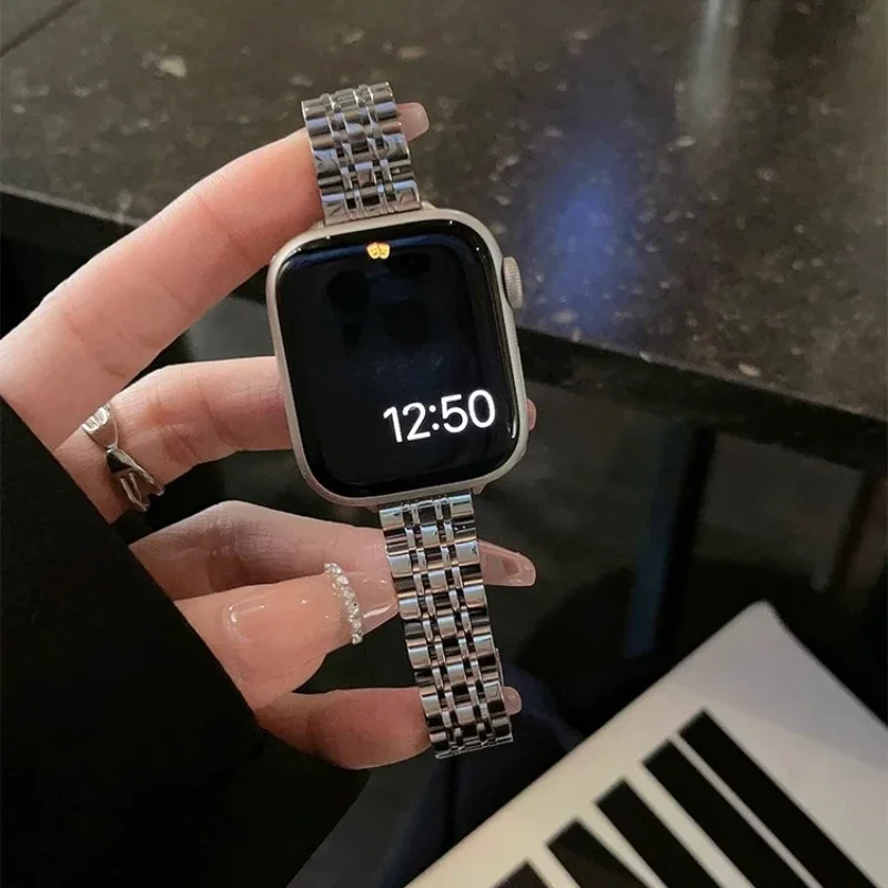 Stainless Steel Watch Band for Apple Watch Series 9876SE54321Ultra ,for iWatch 45/41mm 38/40mm 42/44/49mm Slim Metal Bracelet