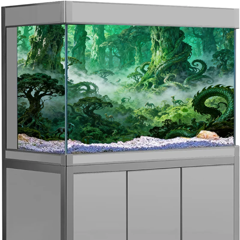 

Fish Tank Decor Aquarium Background Sticker Forest Printing Wallpaper Fish Tank Backdrop Decorations PVC aquarium accesories