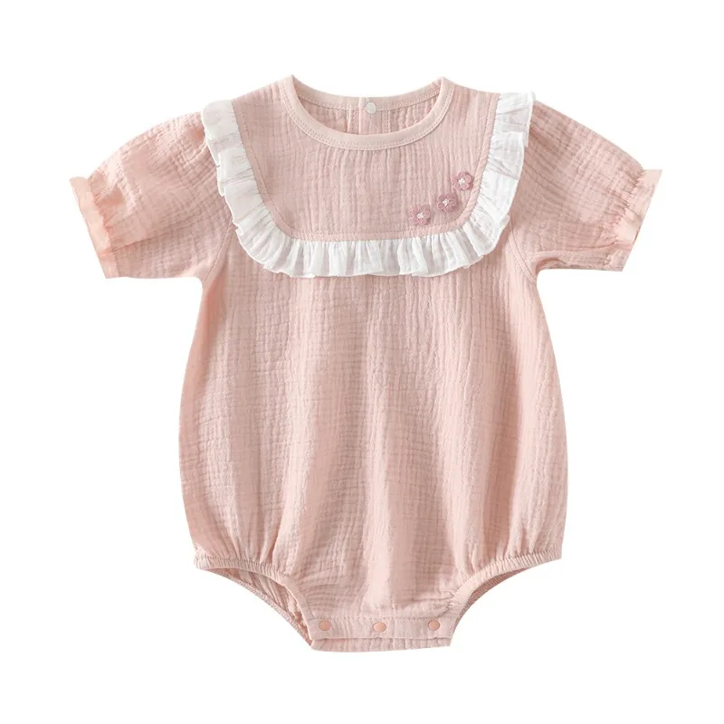 Baby Infant A Grade Gauze Clothes Summer Thin Princess Style Romper Cotton A Grade Triangle Onesie Bodysuit Crawler