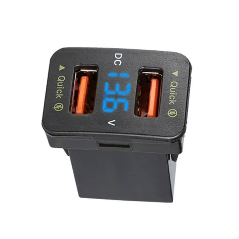 

USB Car Dual Port Fast Auto Car Adapter Portable LED Voltmeter Socket Quick