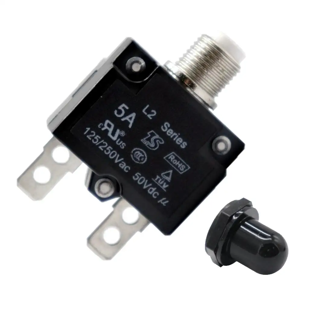

Push to Reset Thermal Circuit Breaker Overload Protector Switch 5A Waterproof Shield for Car Truck Electrical Safety