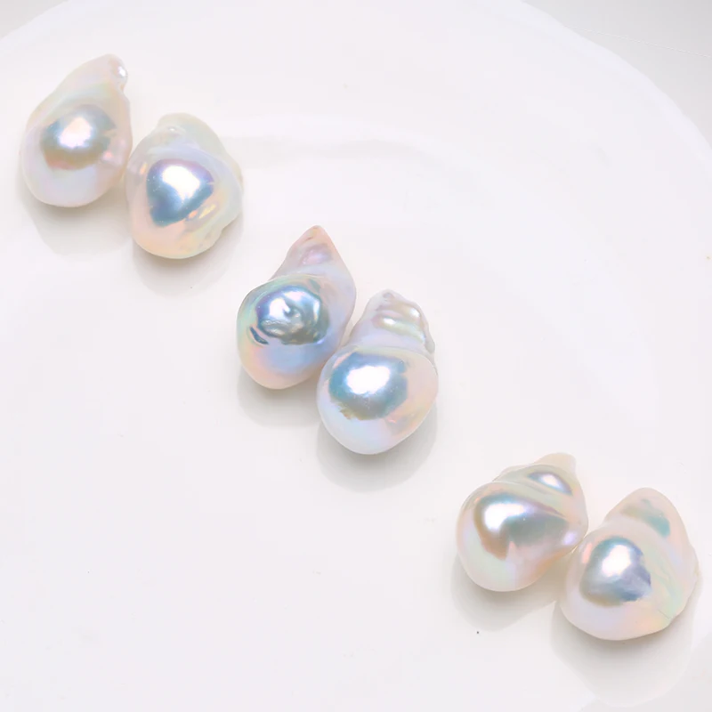 Natural freshwater Baroque aurora Magic color profile-shaped pearl naked bead Loose bead DIY pendant ring jewelry15-25mm BB