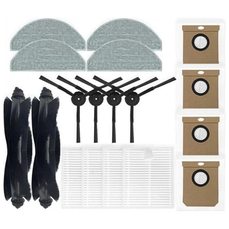 

A39T-For Roidmi Eve CC/SDJ12RM, Robot Vacuum Cleaner Parts Main Side Brush Hepa Filter Mop Cloth Dust Bags