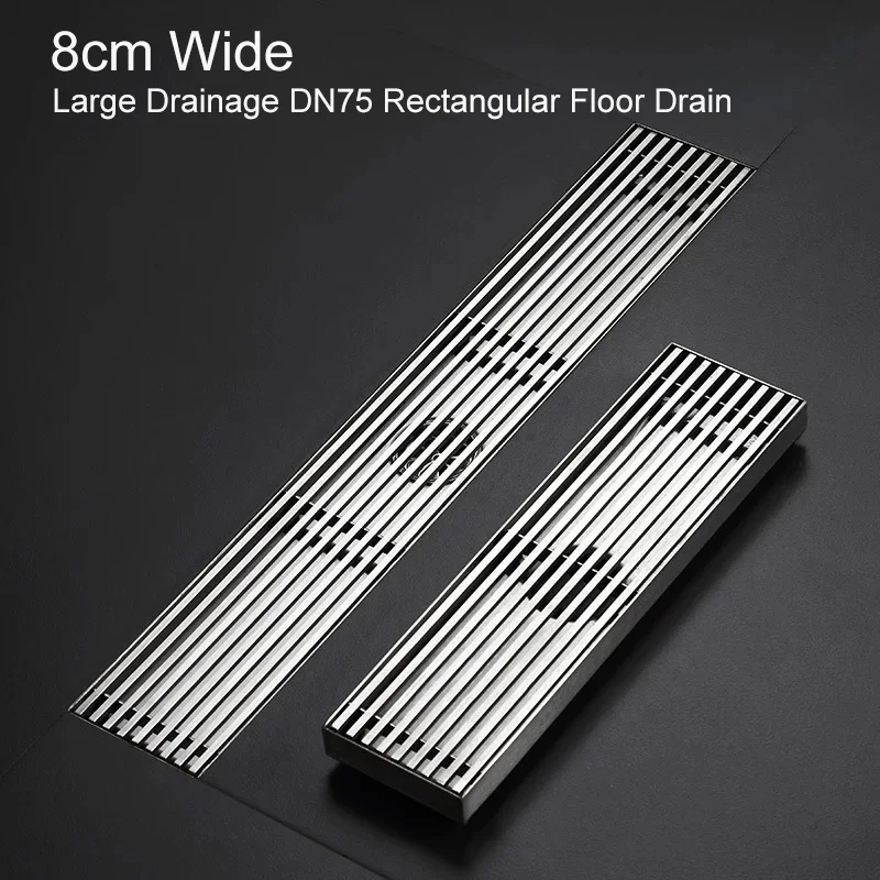 304 Stainless Steel Rust Proof Floor Drain Hotel Bathroom Deodorant Large Drainage DN75 Shower Room Rectangular Floor Drain