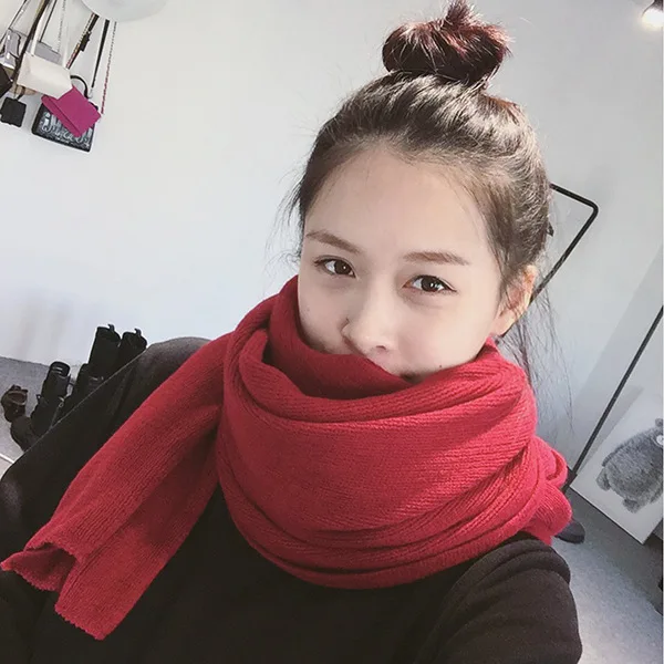 Scarf Solid Knit Faux Cashmere Oversized Warm Winter Fall Women Korean Versatile Soft Cozy Premium Quality Durable