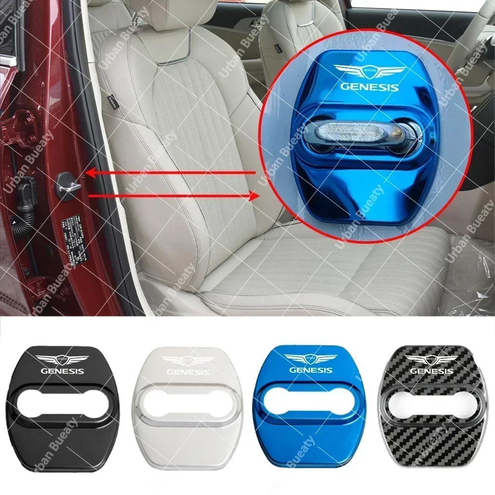 Car Door Lock Cover Auto Emblems Protection Case Stickers For Hyundai Genesis Coupe EQ900 G70 G80 G90 GV60 GV70 GV80 GV90