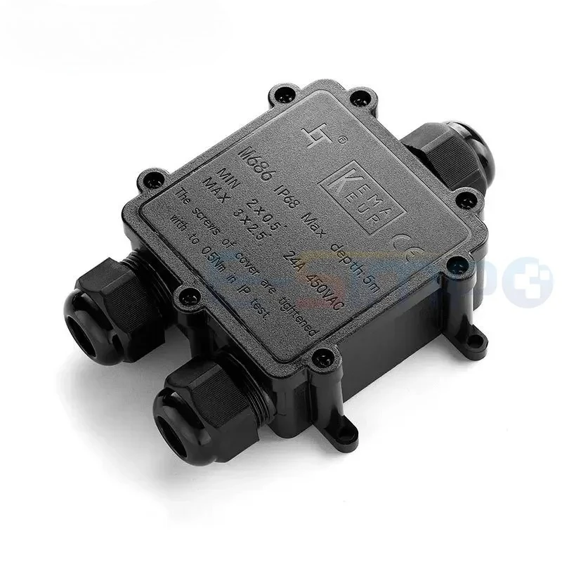 IP68 Y-Shape Underwater Waterproof  3Way 1IN2OUT 4-14mm Power Cord External LED Outdoor Light Lamp Wire Junction Box Connector