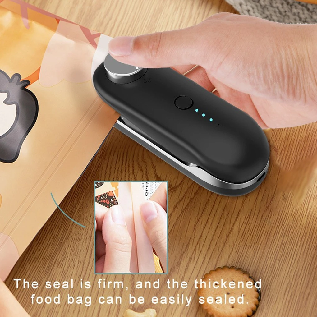 Snack Sealing Clip Mini USB Rechargeable Bag Clips Safety Kitchen Accessory Household Shop Party Food Packaging Tools