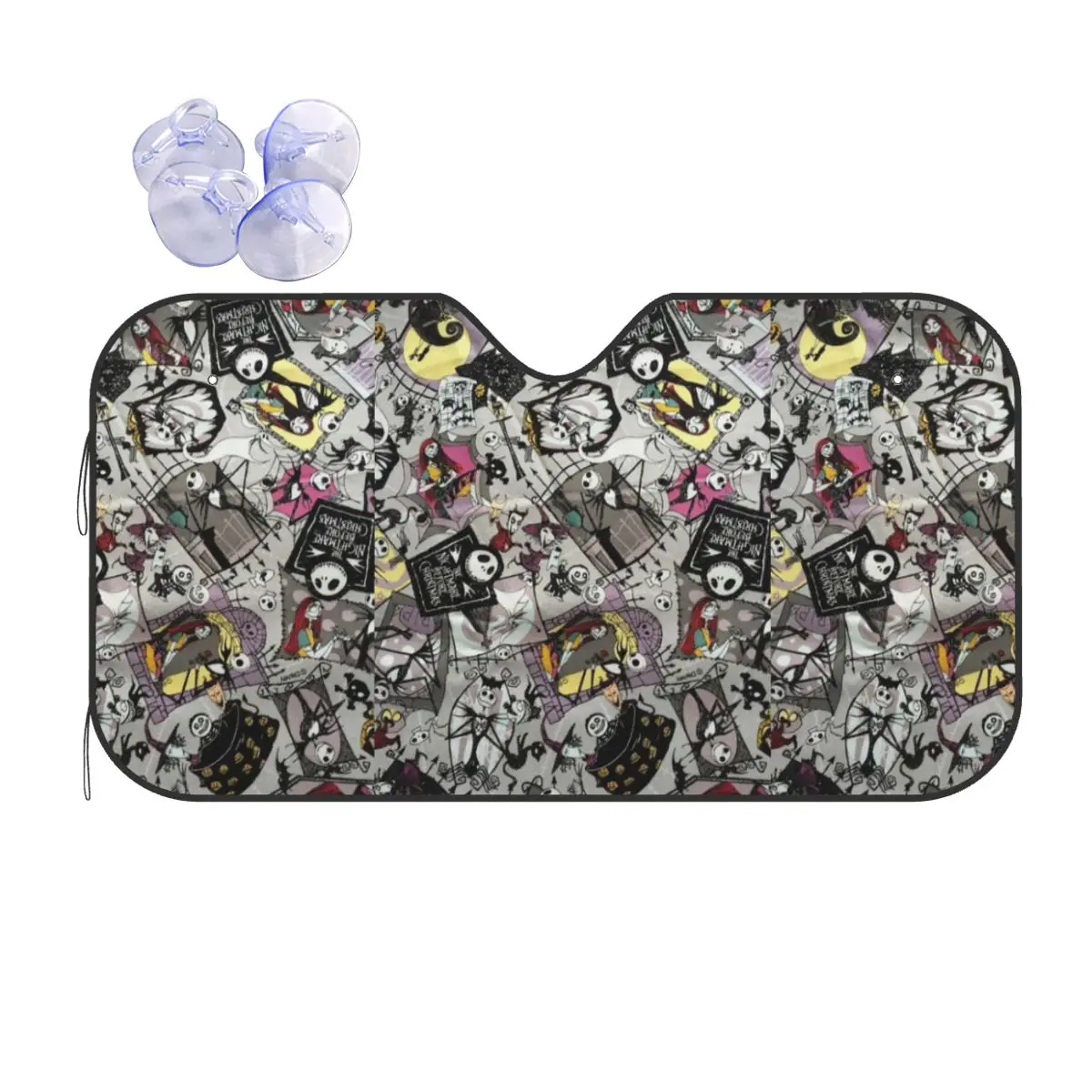 

Custom Nightmare Before Christmas Windshield Sunshade Jack Skellington Folding Reflective Sun Blocker Front Window Shade Visor