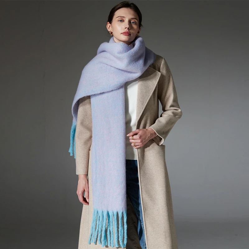 Luxury Brand Solid Cashmere Womens Scarf Winter Thick warm Solid Wraps Female Pashmina Long Tassel Female Bufandas Thick Blanket